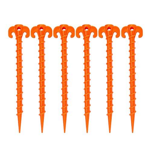 Hikemax Spiral Plastic Tent Stakes 15 Pack - 10 Inch Heavy Duty Beach Tent Pegs Canopy Stakes - Essential Gear For Camping, Backpacking, Gardening And More #TOP4