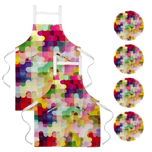 Tablier de serveuse lot de 2 design abstrait pour le bistrot et la pâtisserie