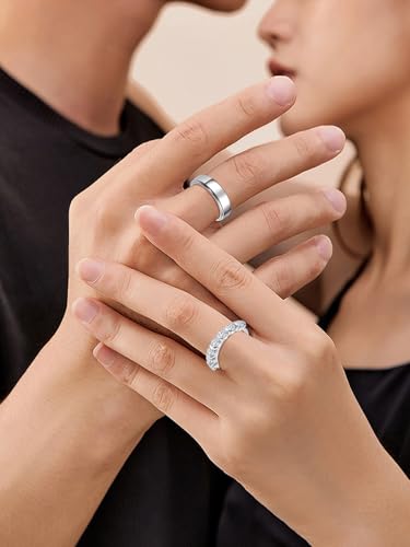 Dorunmo Personalized Couple Rings Set with Moissanite/CZ anillos de boda set para hombre y mujer 925 Sterling Silver Engagement Wedding Rings for Him and Her4