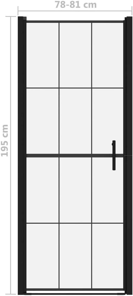 Diagram showing the dimensions of the shower door, 78-81 cm width and 195 cm height.
