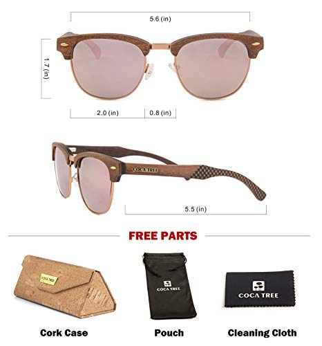 HD Mirrored Polarized Wood Sunglasses for Men and Women UV Protection Half Rim Classic Retro4