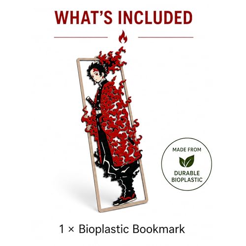 Image of 3D Tanjiro Demon Slayer Layered Bookmark | Red & Black Anime-Inspired Book Mark for Books, Comics and Cartooning | Collectible Gift for Readers & Book Lovers | Unique 3D Design (15 x 5 cm)