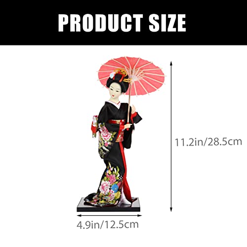 STOBOK Japanese Geisha Kimono Doll Holding an Umbrella Asian Kimono Doll Collectible Figurine Oriental Lady Figures for Home Office Desktop Car Dashboard Decoration - Image 2