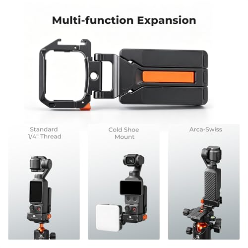 Image of K&F Concept DJI OSMO Pocket 4 3 Magnetic Scythe Expansion Box with Cold Shoe Mount, Action Connector, 1 /4 inch Connector, Lanyard Hole, Scythe Stand, Includes Lanyard *1 and Magnet *2