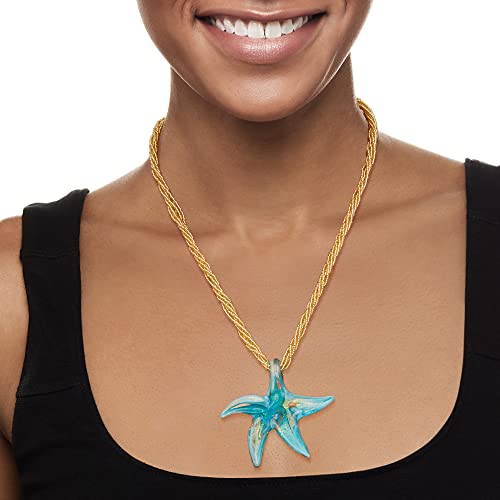Ross-Simons Italian Turquoise Murano Glass Starfish Necklace With 18kt Gold Over Sterling2
