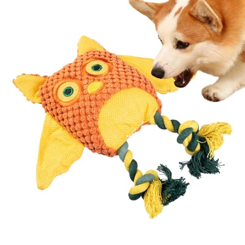 Squeaky Owl Dog Toy, Tough Plush Puppy Chewing Toy, 8.66x8.66in Interactive Training Tool Aggressive Breeds, Durable Pet Play De