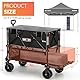 Overmont Doppeldecker Bollerwagen Faltbar 400I - Klappbar mit Geländegängige Breite Räder - 132cm extra Lange Verlängerung - bis 200kg Tragkraft - für Camping Sport Einkaufen Garten Strand Schwarz