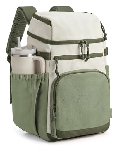 TOURIT Insulated Cooler Backpack 30 Cans Leakproof Double Deck Lunch Cooler Bag Lightweight Waterproof Backpack Cooler for Men Women Beach Camping Picnic Hiking Travel Forest Green