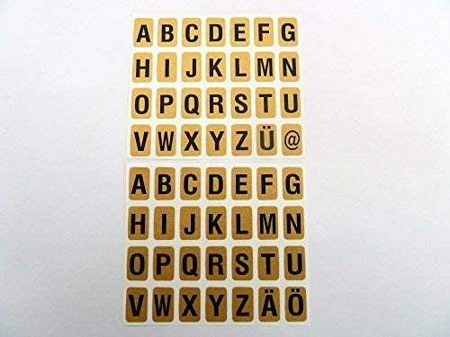 Minilabel 10mm Black On Gold Sticky Letters, Alphabet, Self Adhesive Sticky Labels, Stickers