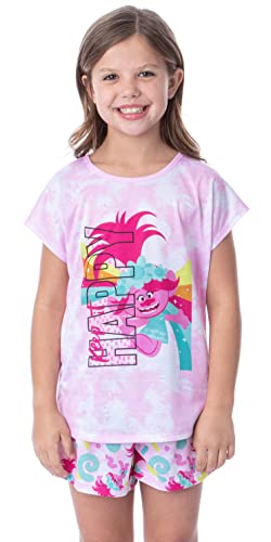 INTIMO Trolls Princess Poppy Keep It Happy Girls Pajamas Shorts and Shirt 2 Piece Set Sleepwear Loungewear