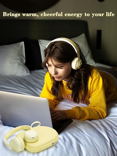 Image of Ginsco Case Compatible with Sony WH-CH520 Wireless Headphones Bluetooth On-Ear Headset with Microphone, with JBL Tune 510BT /520BT /500BT /Junior 320 Ultra-Slim Case for On Ear Headphones (Butter Yellow)