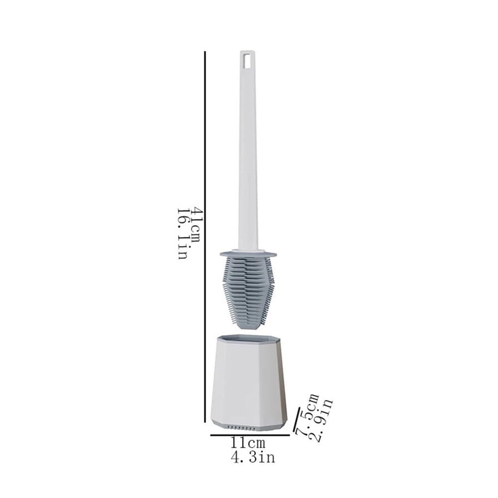 Toilettenbürste Polygonale Silikonbürste for Aufhängen an der Wand mit Kunststoffhalter for das Badezimmer(White)
