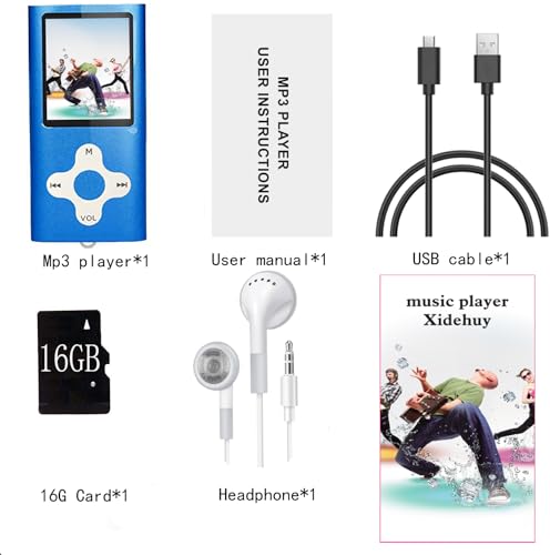 Image of Mp3 Player,Music Player with a 16 GB Memory Card Portable Digital Music Player /Video /Voice Record /FM Radio /E-Book Reader /Photo Viewer /1.8 LCD (Blue)