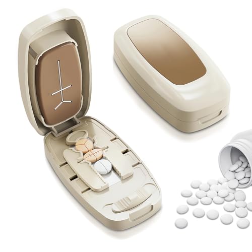 YIQILAIYA Le Taglia Pastiglie Portatili, Taglia Pillole di Precisione, Possono Essere Suddivise in 2, 3 o 4 Parti per Essere Portate o Utilizzate a Casa. (Bianco Latte)