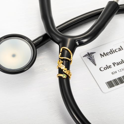 BYFDIY Custom Stethoscope Name Tag Personalized Birthstone Stethoscope Id Tag Nurse Doctor Stethoscope Charms Accessories Graduation Gifts for Medical Assistant