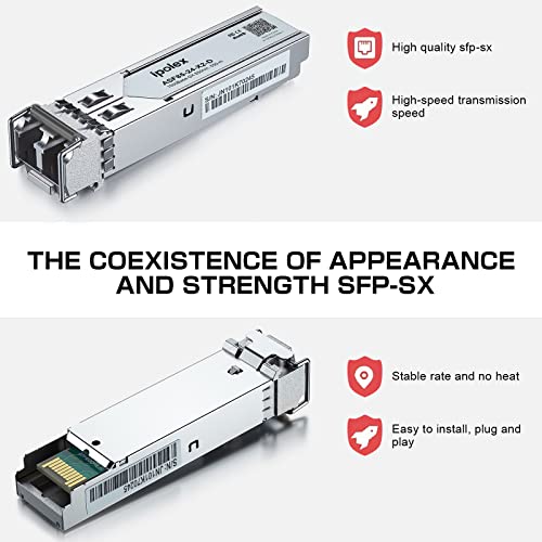 Image of ipolex 1.25G Multimode SFP to Fiber Transceiver, 1000Base SX SFP Module, 850nm MMF, for Cisco GLC-SX-MMD /SFP-GE-S, Ubiquiti UF-MM-1G, Netgear AGM731F, Meraki, TP-Link, Mikrotik and More, 2 Pack