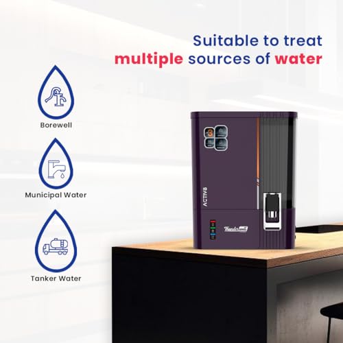 Image of Thunderwell ACTIV8 RO UV UF Water Purifier for Home | Zinc Copper Alkaline | 12 Stage Purification | TDS Controller | 10L Storage Tank | Purple