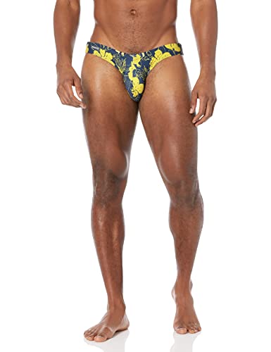 Jack Adams Men's Standard Second Skin Swimsuit, Hibiscus Royal/Yellow, X-Large