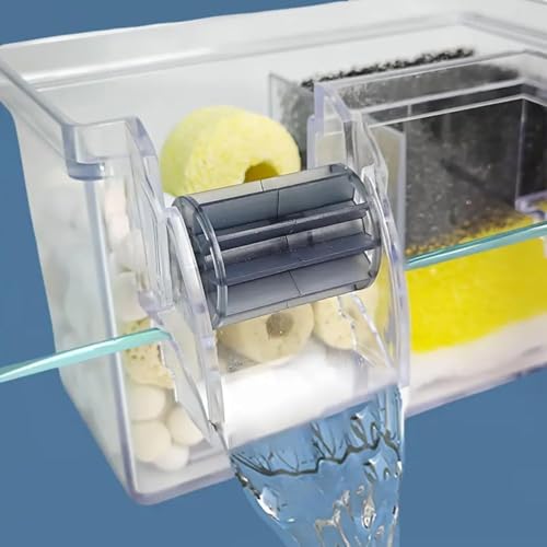 Image of VAYINATO Multifunctional External Wall-Mounted Waterfall Aquarium Filter with Bio Wheel | 3-Stage Filtration System with Filter Media & Built-in Water Pump (BL-774)