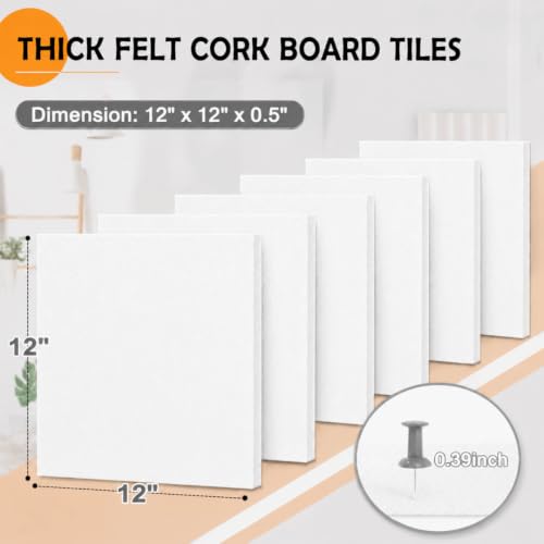Image of QUIET CANVAS Acoustic Wall Square Pinboard, 1x1ft, Pack 6, 50PushPins White