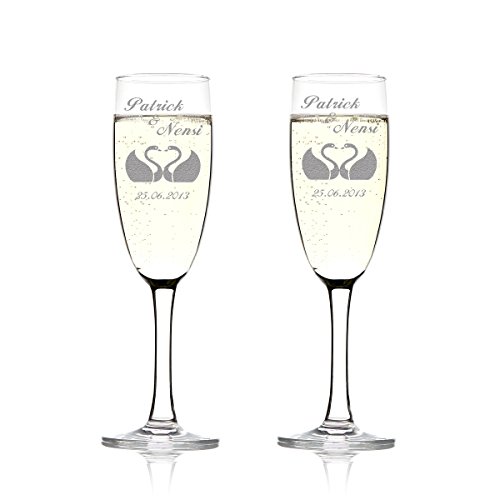 Set di 2 Bicchieri da Spumante con Effetto polarizzato, Personalizzabili con Incisione – Regalo per Matrimonio per Coppie di sposi