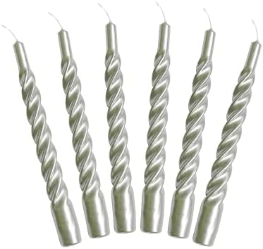 Candles with a Twist®, Made in Italy, 25 Colours Available, Dinner Candles, Twisted Candles Long Burning 5 Hours, Tapered Candles, Lacquered, Unscented Candle Gift Set, 6 pcs. 2.2 x 21cm (Dark Blue)