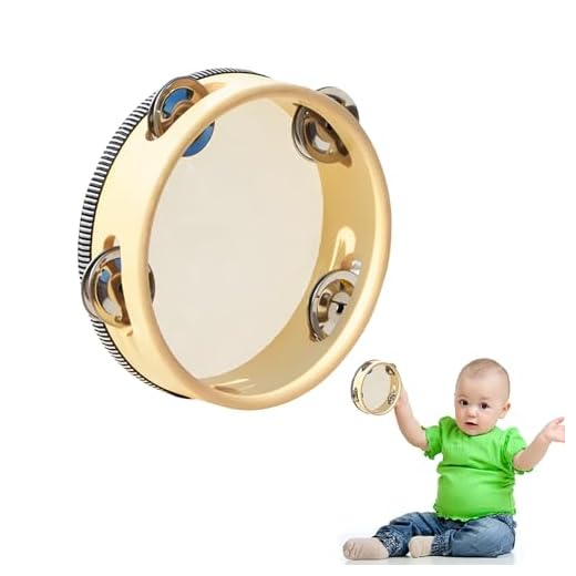 Pandereta de Madera Portátil de Una Hilera para Niños - Instrumento de Percusión para Fiestas (6 Pulgadas)