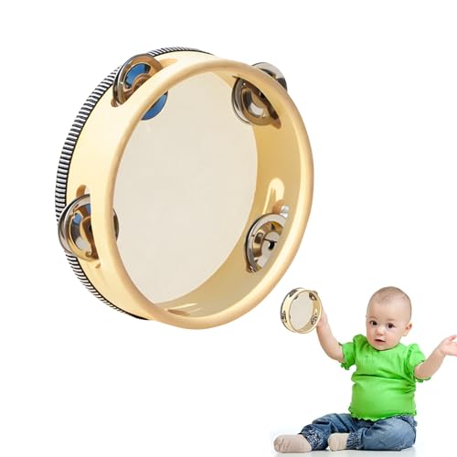 Tamburello Portatile con Campana, Strumento Musicale per Feste da Ballo e Giochi per Bambini (6 Pollici)