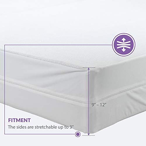 Queen Size Mattress Encasement Bed Bug Proof, Cover 9-12" Deep Bed, 3M Scotchgard #TOP5