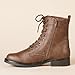 Amazon Essentials Damen Kampfstiefel mit Schnürung, Cognac, Größe 43