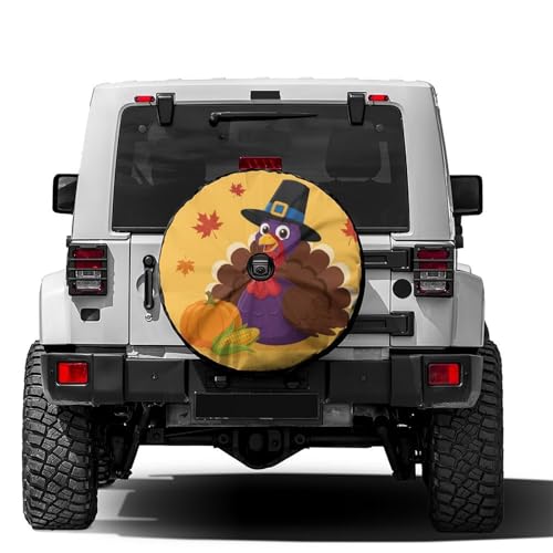 Image of Delerain Spare Tire Cover with Backup Camera Hole Pumpkin and Turkey Wheel Covers Waterproof Dust-Proof UV Sun Universal Fit for Jeep Trailer RV SUV Truck (17 Inch for Diameter 31 inch-33 inch)