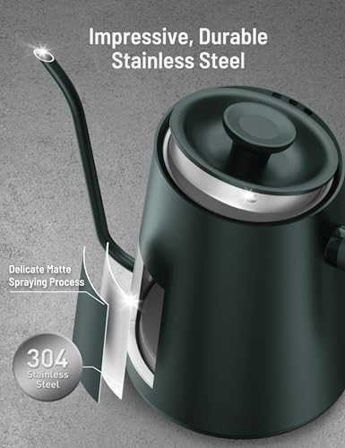 Image of Gooseneck Electric Kettle, Paris Rhone Electric Kettle with 4 Variable Presets, ±1℉ Temperature Control & LED Real-time Temperature Display, Stainless Steel Inner, 24H Keep Warm for Coffee, Tea, 0.9L