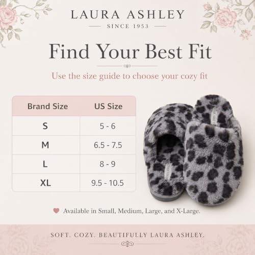 Image of Laura Ashley Ladies All Over Plush W /Memory Foam Slippers