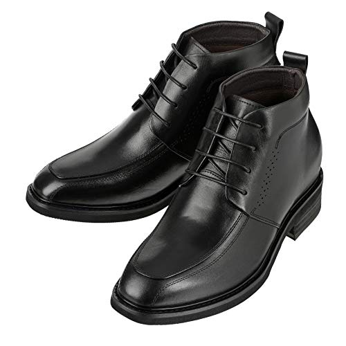 Image of Calden Men's Invisible Height Increasing Elevator Shoes - Black Leather Lace-up Dress Formal Ankle Boots - 3 Inches Taller - K28801 - Size 12 D(M) US