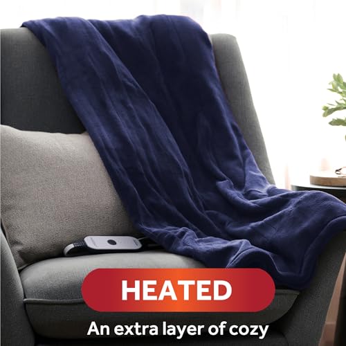 Sunbeam 12444 Royal Luxe Admiral Blue Heated Personal Throw / Blanket thumb #1