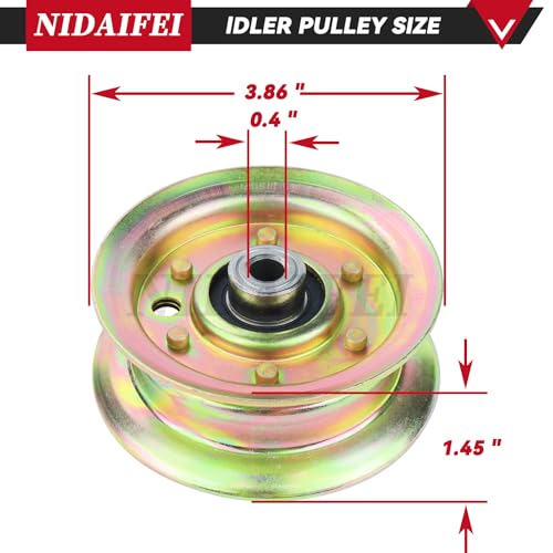 NIDAIFEI 177968 Idler Pulley Craftsman Replaces 532177968, 532193197, 193197, 21546308 for Husqvarna Z254, Z248F, YTH20K46, YTH2348, YTH24V48, YTH24K48, YTH21K46, YTH18542, YTH22V46 Lawn Mowers