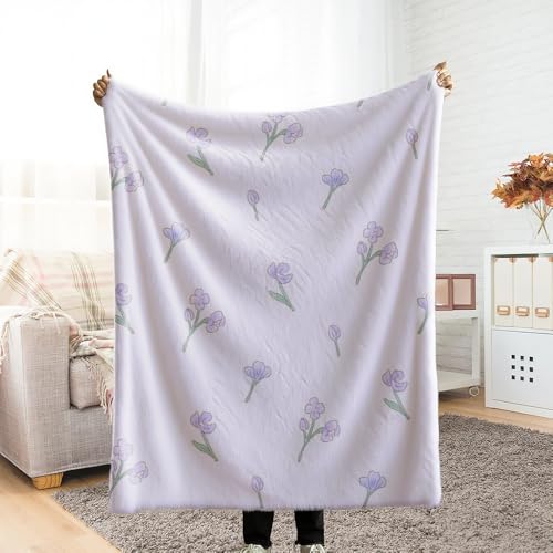毛布 シングル ふわとろ毛布 blanket ベッドカバー 水彩画の紫色の花の房重い とろふわ blanket for all season 敷き布団カバー シングル 車 軽量 静電防止 寒さ対策 四季適用 丸洗い