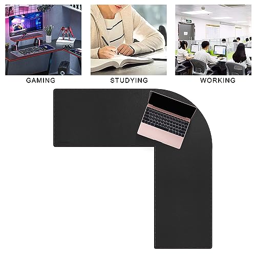 Tapis de bureau en cuir résistant aux taches de café forme L - 6