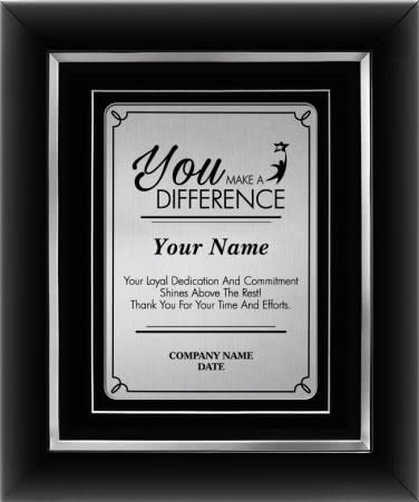 Crown Awards 10"x12" Customized You Make A Difference Plaque, Predesign Silver Décor You Make A Difference Frame Plaque Award with Personalization On Silver Metal Plate