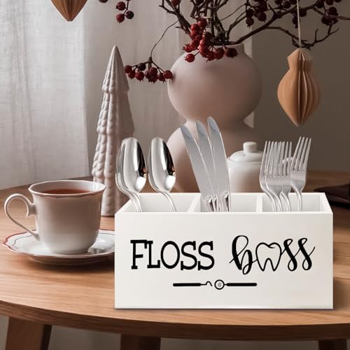Image of Dentist Dental Hygienist Gifts Wooden Pen Pencil Holder for Office Desk Accessories, Funny Dental Gifts, Floss Boss Makeup Brush Toothbrush Holder Organizer for Bathroom