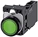 Siemens 3SU11030AB401FA0 Illuminated Pushbutton, Complete Unit, 22mm, Plastic, Green, Flush, Momentary, 1NO+1NC, LED 120V AC, Screw Terminal