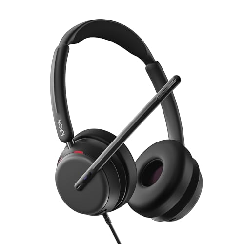EPOS Impact 860T ANC Auriculares con Cable de Doble Auricular con Cancelación Activa de Ruido, Certificado Teams, USB C y USB A, Super Wideband Audio, para Oficina, Zoom, Trabajo Remoto e Híbrido