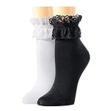 TRENSOM Women Lace Socks Frilly Socks Ruffle Socks Lace Trim socks Lettuce Socks