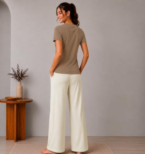 Image of TOPLOT Korean Night Suit for Women| Round Neck Half Sleeve | Full Pyjama Set |Comfortable Nightwear, Loungewear, Sleepwear for Womens (5274)