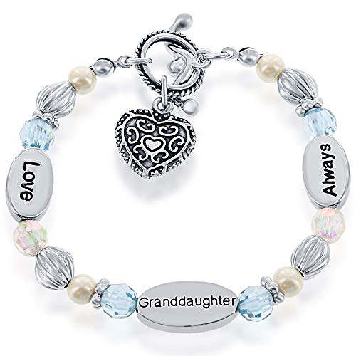 Pulsera de corazón para niñas de cristal con estuche sentimental para regalar a la nieta
