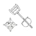 925 Sterling Silver Princess Cut Square Cz Screw Back Stud Earrings Rhodium Plated - 4x4