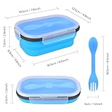 DMJJSD Silicone Food Containers, 1200ml Collapsible Bento Box, Portable Lunch Container Foldable Lunch Box, Stackable & Dishwasher Safe - Image 5