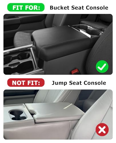 Image of INTGET Center Console Cover for 2026 Ford F250 F350 F450 F550 Super Duty Accessories 2023 2024 2025 XLT Car Interior Armrest Arm Rest Leather Middle Cushion Lid Pad Protector(Fit for Bucket Seat Only)