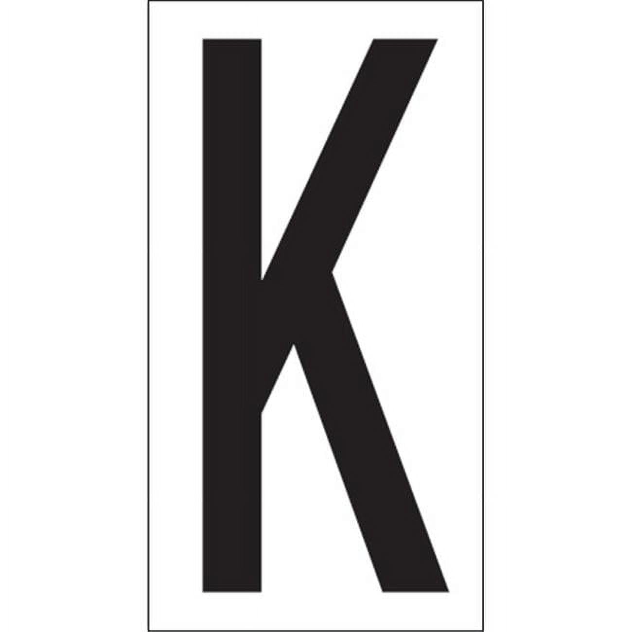 3.50 in. K Vinyl Warehouse Letter Labels Black & White - Case of 50
