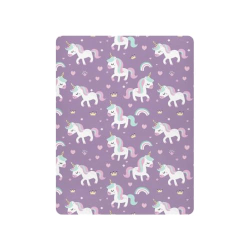 Image of Crib Sheet Breathable Soft Crib Mattress Sheet for Baby Toddler Boys Girls Fitted Crib Sheet Fit Standard Crib Mattress 52 x 28 Inch Purple Unicorns Rainbows